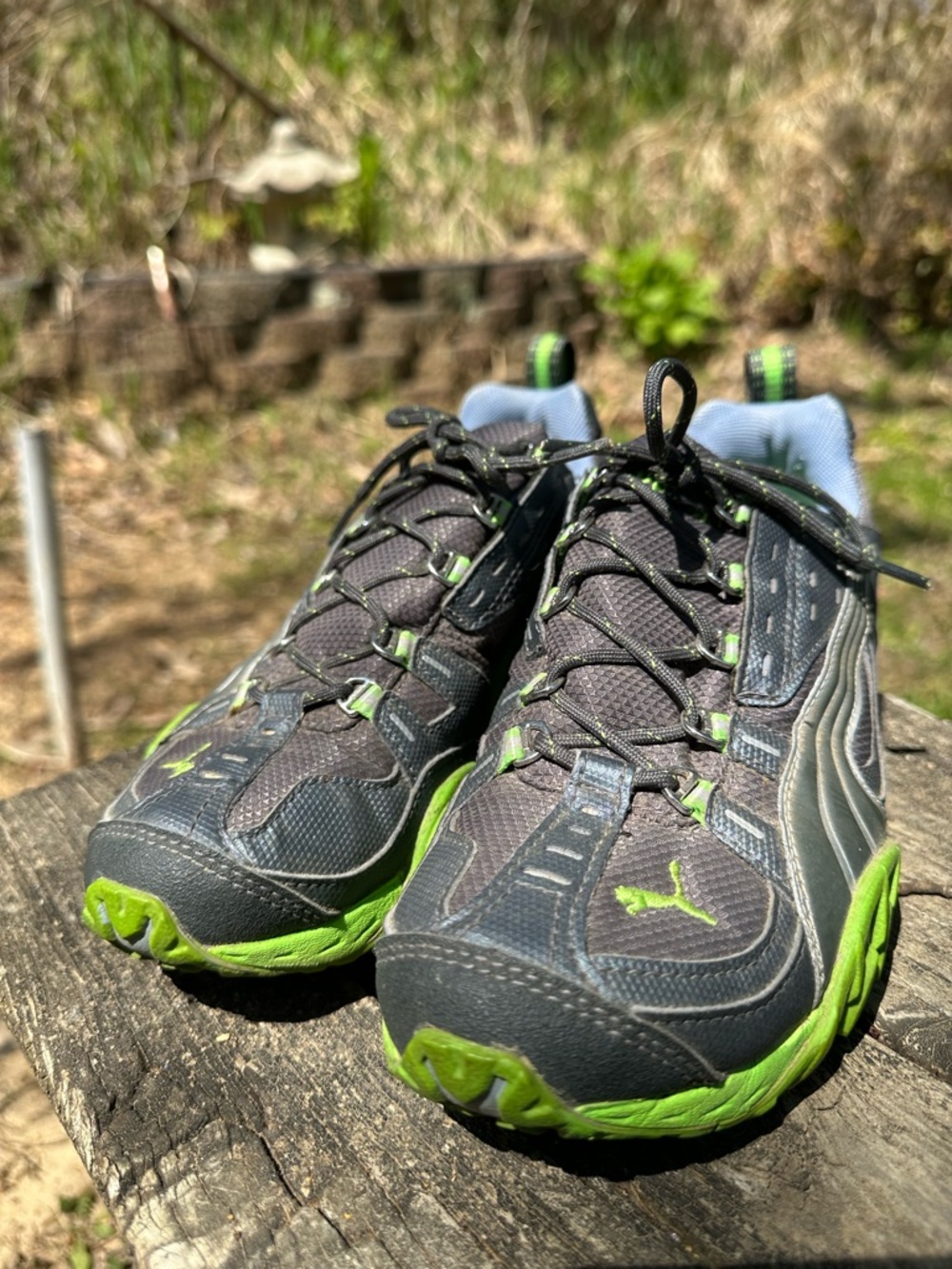 Puma Gray and Lime Athletic Sneakers